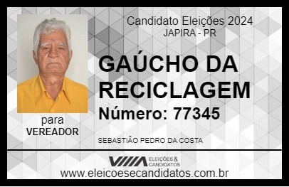 Candidato GAÚCHO DA RECICLAGEM 2024 - JAPIRA - Eleições