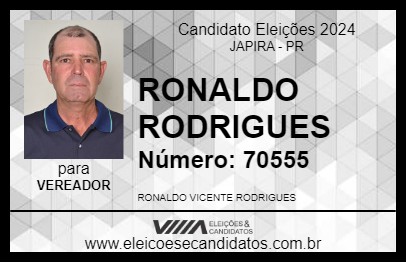 Candidato RONALDO RODRIGUES 2024 - JAPIRA - Eleições