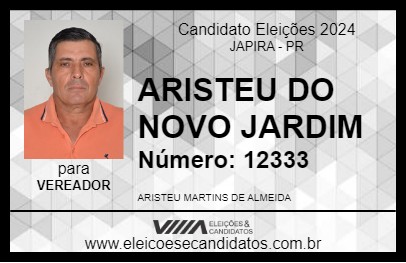 Candidato ARISTEU DO NOVO JARDIM 2024 - JAPIRA - Eleições