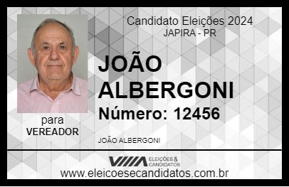 Candidato JOÃO ALBERGONI 2024 - JAPIRA - Eleições