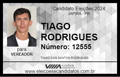 Candidato TIAGO RODRIGUES 2024 - JAPIRA - Eleições