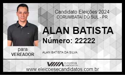 Candidato ALAN BATISTA 2024 - CORUMBATAÍ DO SUL - Eleições