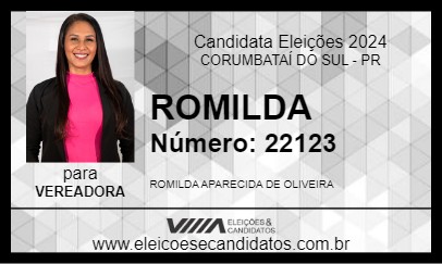 Candidato ROMILDA 2024 - CORUMBATAÍ DO SUL - Eleições