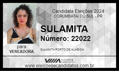 Candidato SULAMITA 2024 - CORUMBATAÍ DO SUL - Eleições