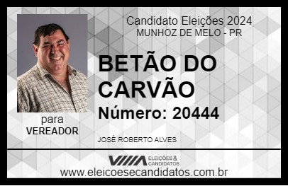 Candidato BETÃO DO CARVÃO 2024 - MUNHOZ DE MELO - Eleições