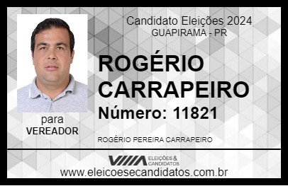 Candidato ROGÉRIO CARRAPEIRO 2024 - GUAPIRAMA - Eleições