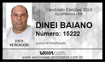 Candidato DINEI BAIANO 2024 - GUAPIRAMA - Eleições