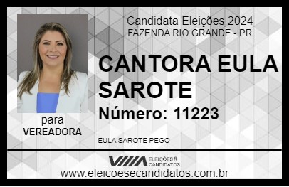 Candidato CANTORA EULA SAROTE 2024 - FAZENDA RIO GRANDE - Eleições