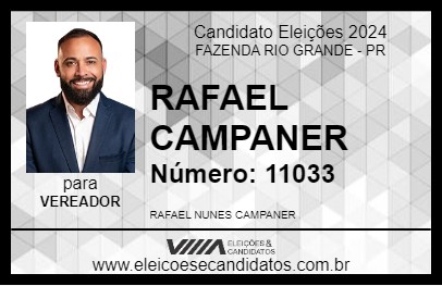 Candidato RAFAEL CAMPANER 2024 - FAZENDA RIO GRANDE - Eleições