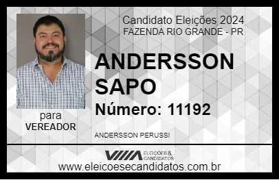 Candidato ANDERSSON SAPO 2024 - FAZENDA RIO GRANDE - Eleições