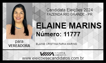 Candidato ELAINE MARINS 2024 - FAZENDA RIO GRANDE - Eleições