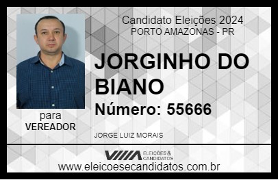 Candidato JORGINHO DO BIANO 2024 - PORTO AMAZONAS - Eleições