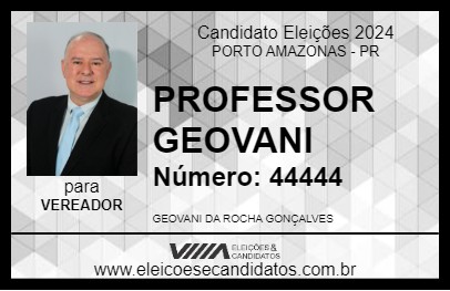 Candidato PROFESSOR GEOVANI 2024 - PORTO AMAZONAS - Eleições