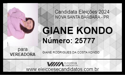 Candidato GIANE KONDO 2024 - NOVA SANTA BÁRBARA - Eleições