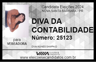 Candidato DIVA DA CONTABILIDADE 2024 - NOVA SANTA BÁRBARA - Eleições