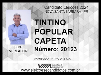 Candidato TINTINO POPULAR CAPETA 2024 - NOVA SANTA BÁRBARA - Eleições