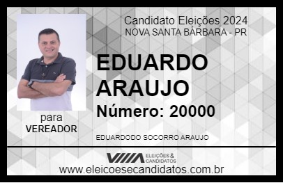 Candidato EDUARDO ARAUJO 2024 - NOVA SANTA BÁRBARA - Eleições