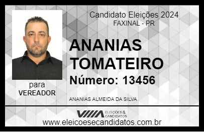 Candidato ANANIAS TOMATEIRO 2024 - FAXINAL - Eleições