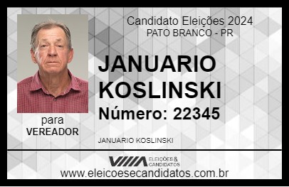 Candidato JANUARIO KOSLINSKI 2024 - PATO BRANCO - Eleições