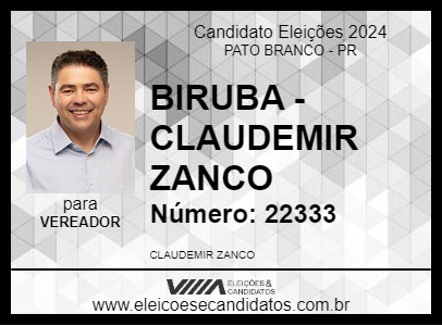 Candidato BIRUBA - CLAUDEMIR ZANCO 2024 - PATO BRANCO - Eleições