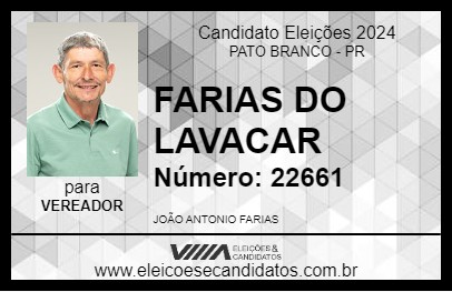 Candidato FARIAS DO LAVACAR 2024 - PATO BRANCO - Eleições