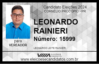 Candidato LEONARDO RAINIERI 2024 - CORNÉLIO PROCÓPIO - Eleições