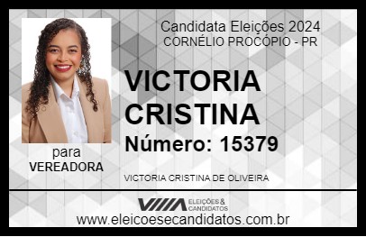 Candidato VICTORIA CRISTINA 2024 - CORNÉLIO PROCÓPIO - Eleições