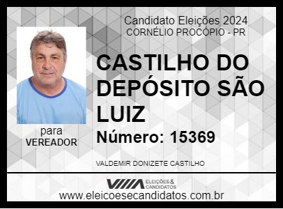 Candidato CASTILHO DO DEPÓSITO SÃO LUIZ 2024 - CORNÉLIO PROCÓPIO - Eleições