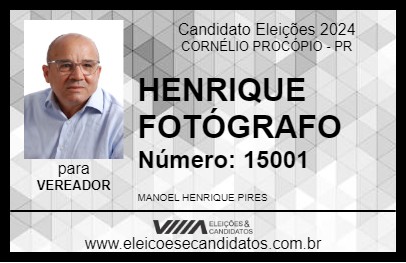 Candidato HENRIQUE FOTÓGRAFO 2024 - CORNÉLIO PROCÓPIO - Eleições