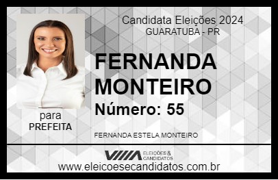 Candidato FERNANDA MONTEIRO 2024 - GUARATUBA - Eleições