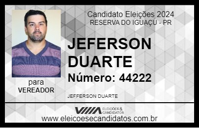 Candidato JEFERSON DUARTE 2024 - RESERVA DO IGUAÇU - Eleições