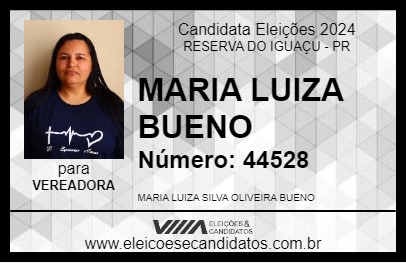 Candidato MARIA LUIZA BUENO 2024 - RESERVA DO IGUAÇU - Eleições