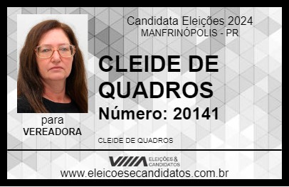 Candidato CLEIDE DE QUADROS 2024 - MANFRINÓPOLIS - Eleições