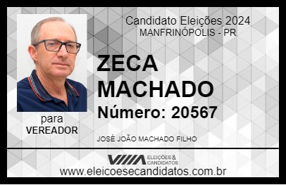 Candidato ZECA MACHADO 2024 - MANFRINÓPOLIS - Eleições