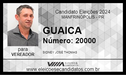 Candidato GUAICA 2024 - MANFRINÓPOLIS - Eleições