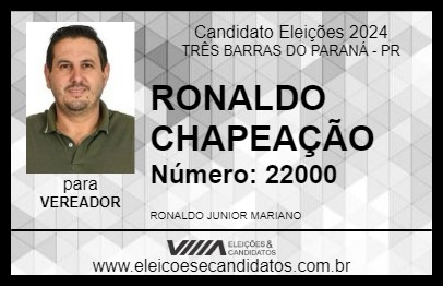 Candidato RONALDO CHAPEAÇÃO 2024 - TRÊS BARRAS DO PARANÁ - Eleições