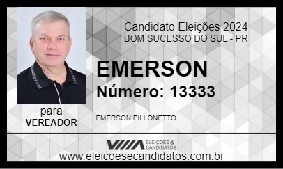 Candidato EMERSON 2024 - BOM SUCESSO DO SUL - Eleições