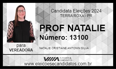 Candidato PROF NATALIE 2024 - TERRA ROXA - Eleições