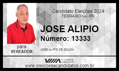 Candidato JOSE ALIPIO 2024 - TERRA ROXA - Eleições