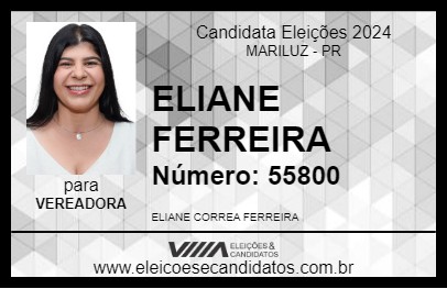 Candidato ELIANE FERREIRA 2024 - MARILUZ - Eleições