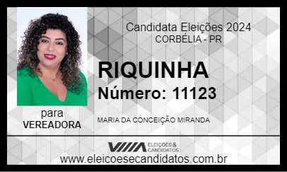 Candidato RIQUINHA 2024 - CORBÉLIA - Eleições