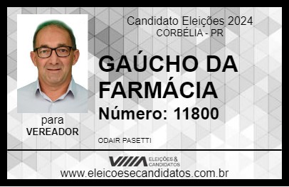 Candidato GAÚCHO DA FARMÁCIA 2024 - CORBÉLIA - Eleições