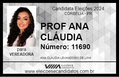 Candidato PROF ANA CLÁUDIA 2024 - CORBÉLIA - Eleições