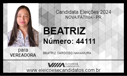 Candidato BEATRIZ 2024 - NOVA FÁTIMA - Eleições