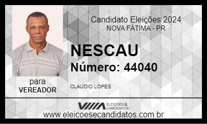 Candidato NESCAU 2024 - NOVA FÁTIMA - Eleições