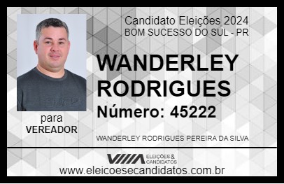 Candidato WANDERLEY RODRIGUES 2024 - BOM SUCESSO DO SUL - Eleições