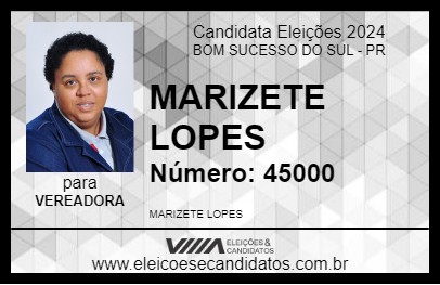 Candidato MARIZETE LOPES 2024 - BOM SUCESSO DO SUL - Eleições