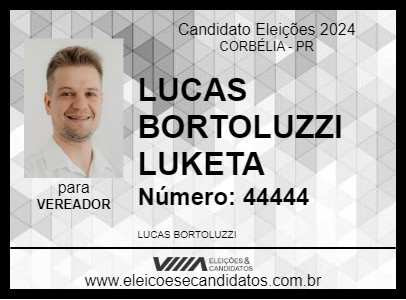 Candidato LUCAS BORTOLUZZI LUKETA 2024 - CORBÉLIA - Eleições