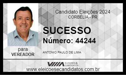 Candidato SUCESSO 2024 - CORBÉLIA - Eleições