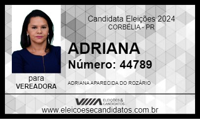 Candidato ADRIANA 2024 - CORBÉLIA - Eleições